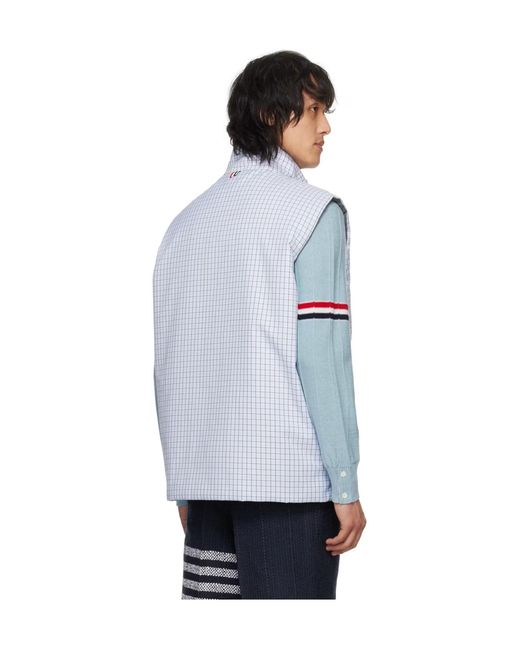Thom Browne Blue Zip-Up Reversible Padded Gilet for men