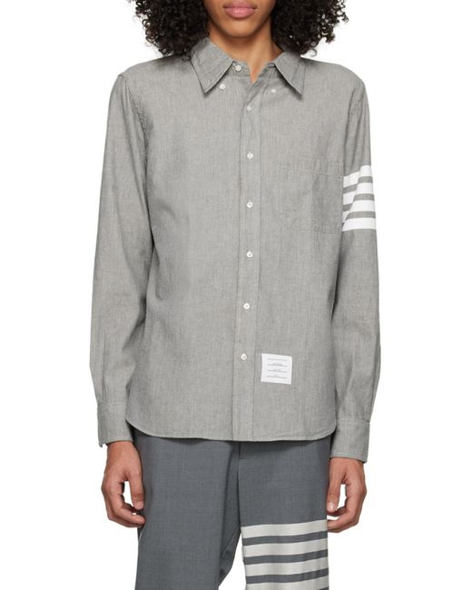 Thom Browne Gray 4-Bar Denim Shirt for men