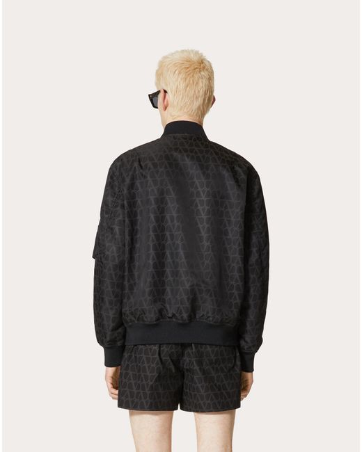 Valentino Black Toile Iconographe Zip-Up Bomber Jacket for men