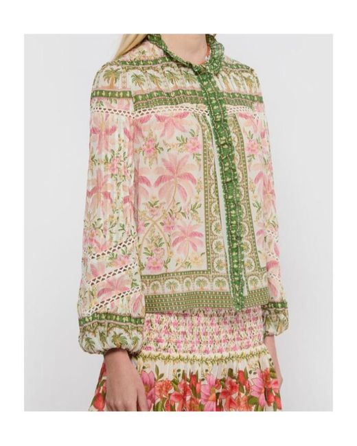 Farm Rio Green Palm Dream Blouse
