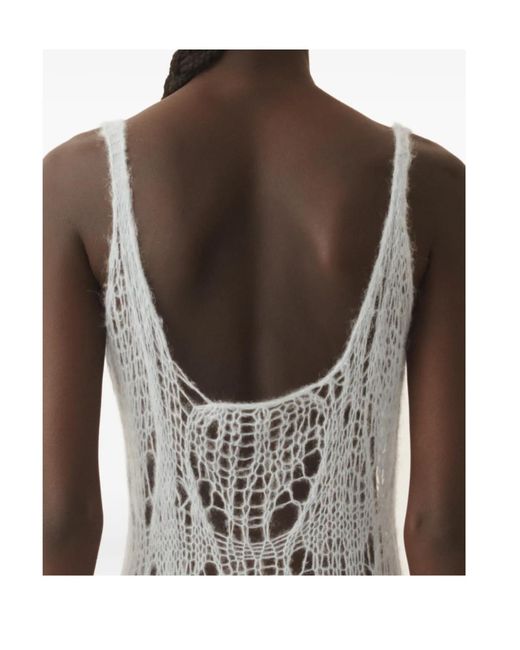 Fabiana Filippi White Spiderweb Knit Knitted Dress