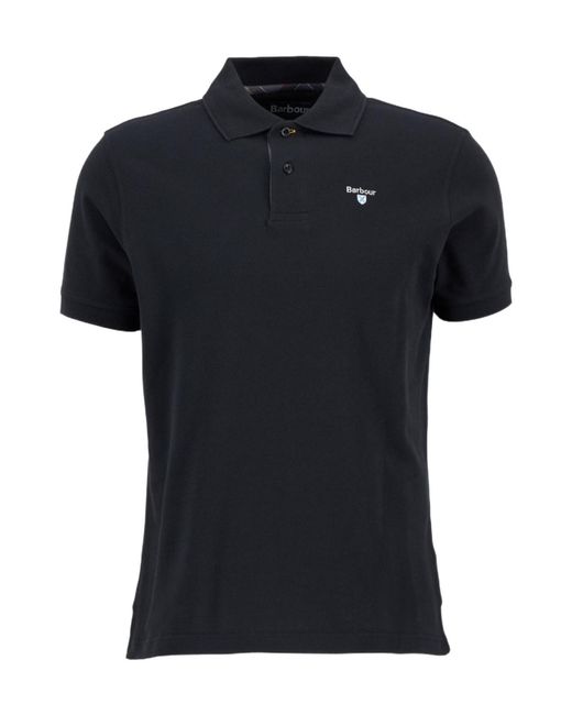 Barbour Black Tartan Pique Polo Shirt for men