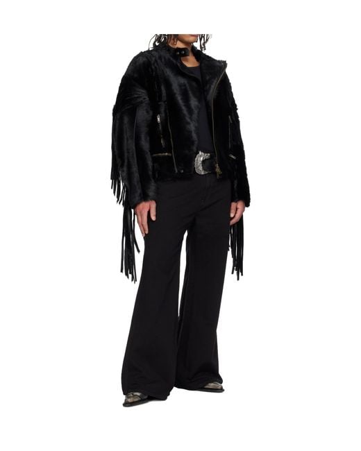 Lu'u Dan Black 'Year Of The Horse' Series Pony Moto L-D Leather Jacket for men