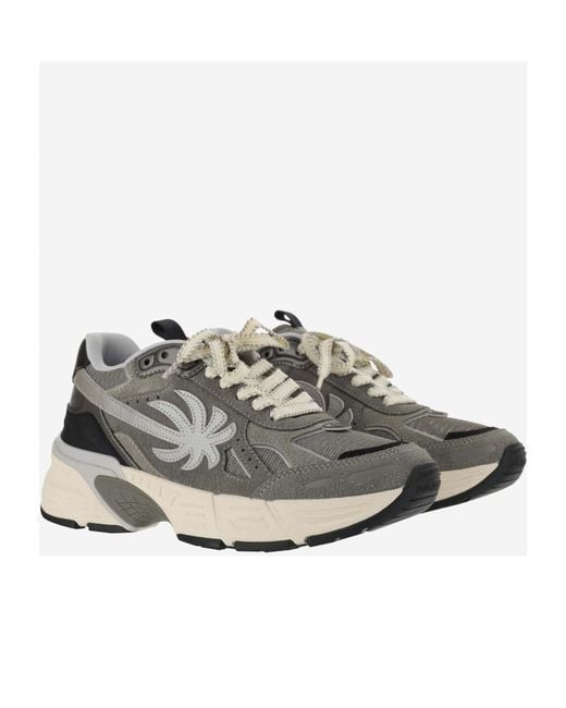 Palm Angels Gray Palm Tree Patch Chunky Sole Sneakers for men