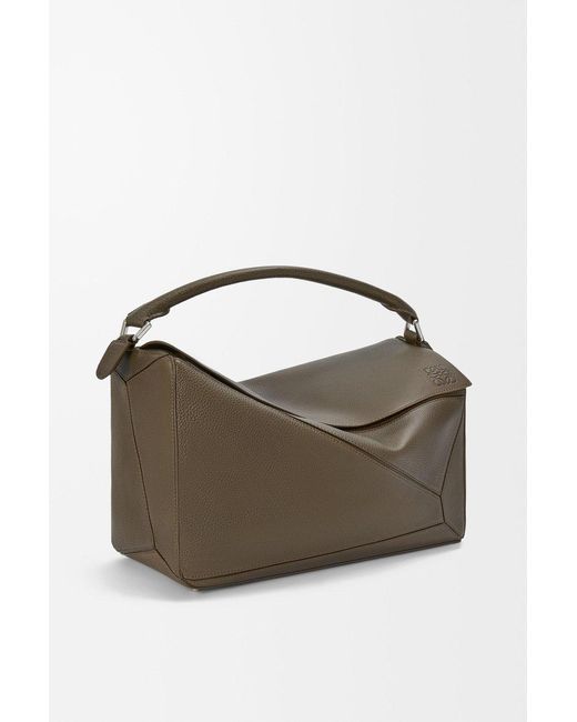Loewe Gray Large Puzzle Leather Tote Bag for men