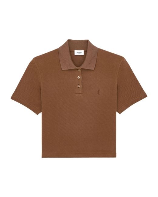 Saint Laurent Brown Le Cassandre Polo Shirt