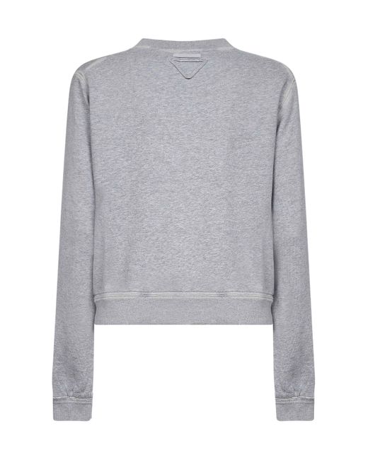 Prada Gray Long-Sleeved Crewneck Sweatshirt