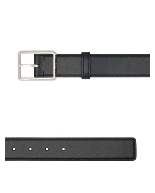 Tod's Black Classic Logo Engraved Buckle Belt for men