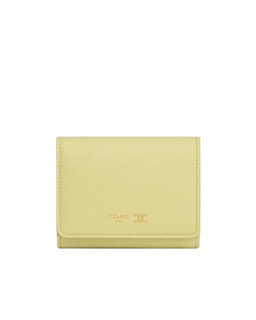 Céline Yellow Fine Wallet Triomphe Stamp