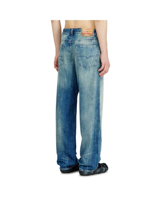 DIESEL Blue Distressed Straight-Leg Jeans for men