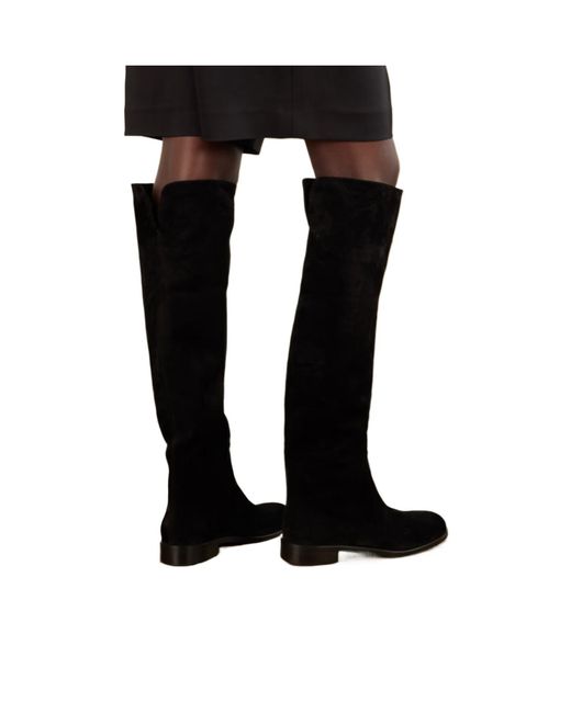 Gianvito Rossi Black Solid Suede Over-The-Knee Boots
