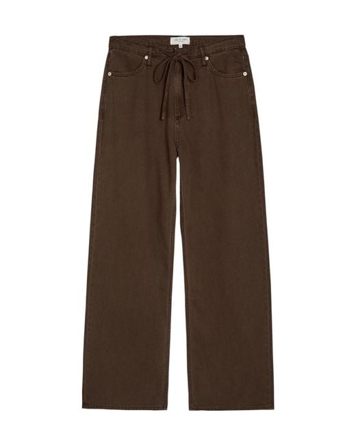 Rag & Bone Brown Drawstring Wide-Leg Jeans