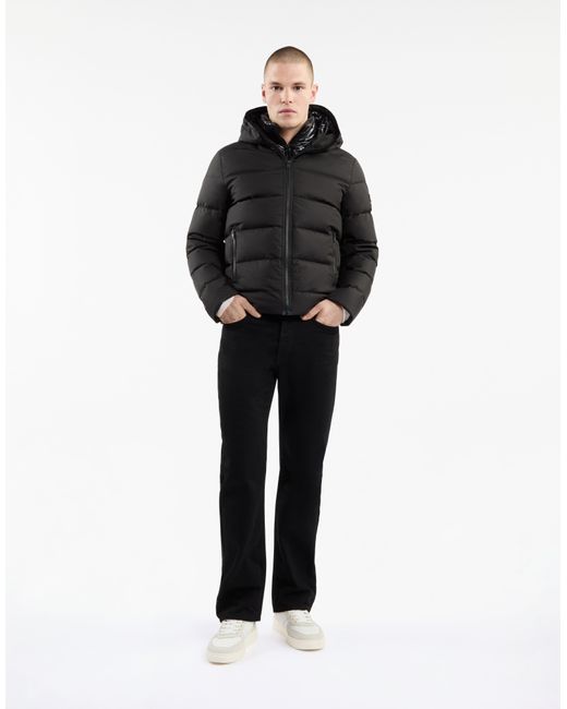 Fay Black Water Repellent Hooded Jacket for men