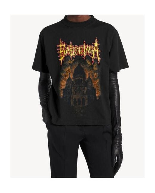 Balenciaga Black Cotton Sacré Cœur T-Shirt