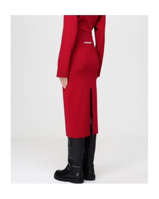 Patrizia Pepe Red Drawstring Knitted Skirt