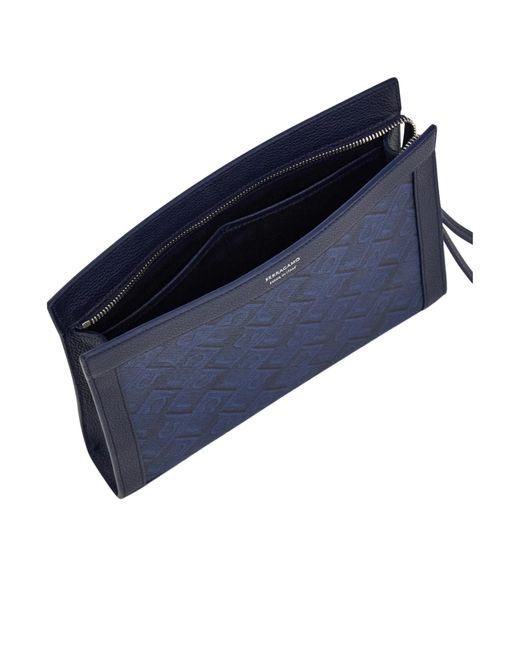 Ferragamo Blue Ferragamo Monogram Pouch for men