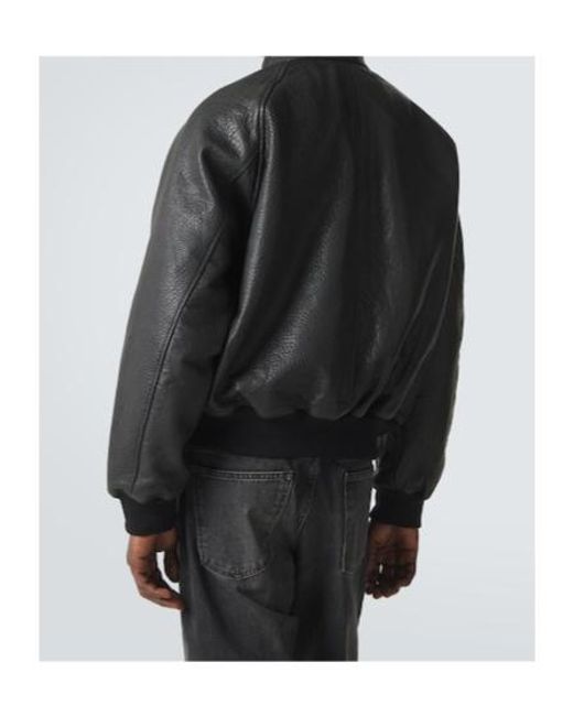 Studio Nicholson Black Over Leather Bomber Jacket for men