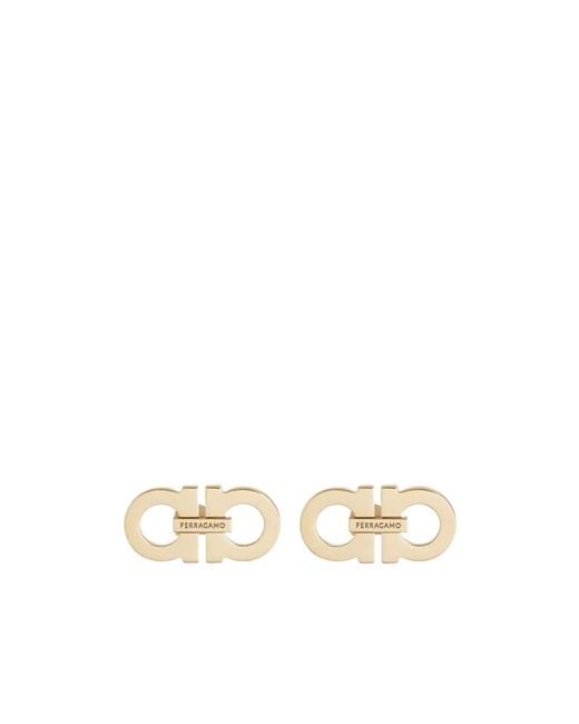 Ferragamo Natural Double Gancini Earrings