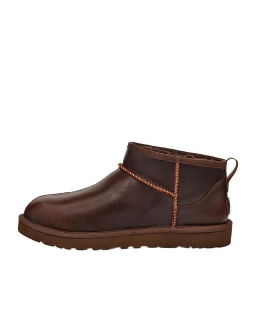 Ugg Brown Classic Ultra Mini Lthr Regen Boots for men