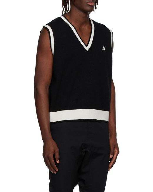 we11done Black Logo-Patch Wool-Blend Vest for men