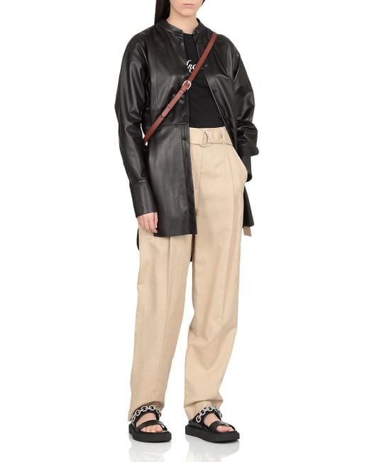 MSGM Natural Belted Straight-Leg Trousers