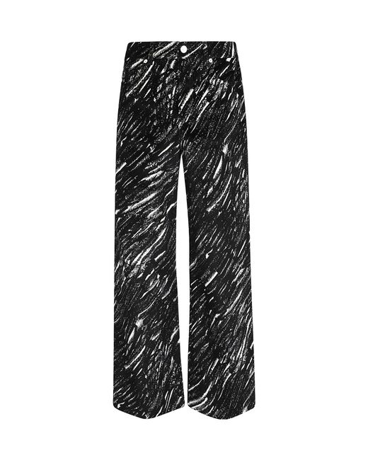 Marni Black Abstract Print Straight-Leg Pants