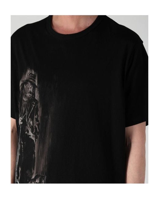 Yohji Yamamoto Black Cotton Single Jersey Round Neck Short Slv for men