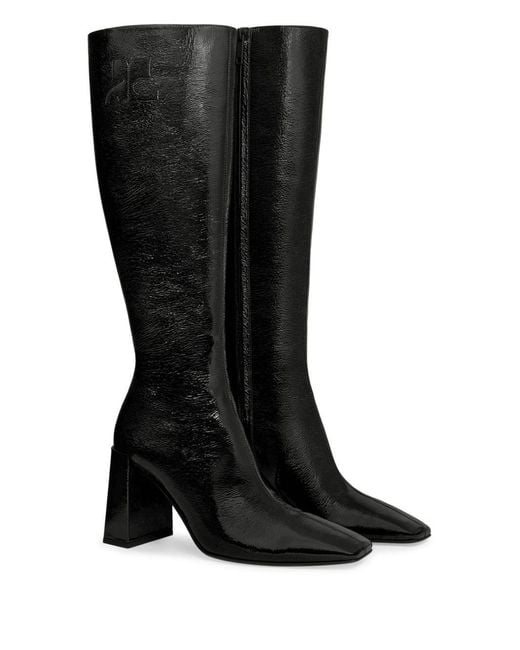 Courreges Black Block-Heeled Knee-High Boots