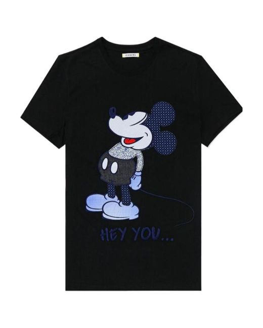 Iceberg Black T-Shirt With Round Neck And Short Sleeves for men