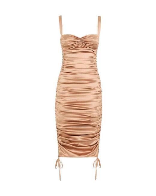 Dolce & Gabbana Natural Ruched Mini Dress