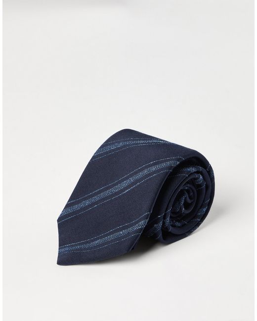 Brunello Cucinelli Blue Striped Tie for men
