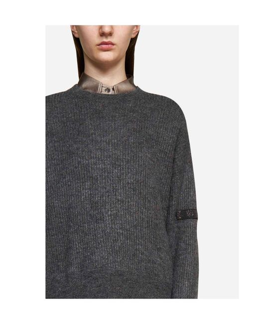Brunello Cucinelli Gray Mohair-Blend Long-Sleeved Jumper