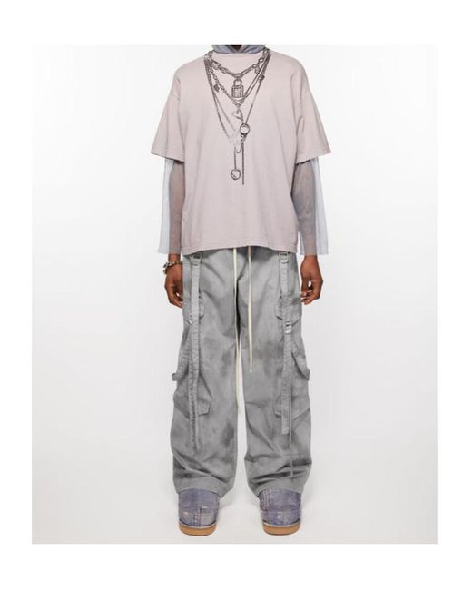 Acne Gray Buckle Detailed Pants for men