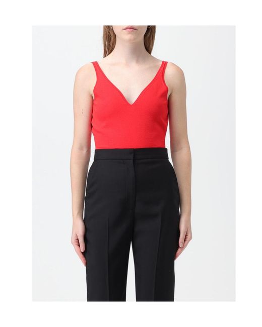 McQueen Red V-Neck Bodysuit