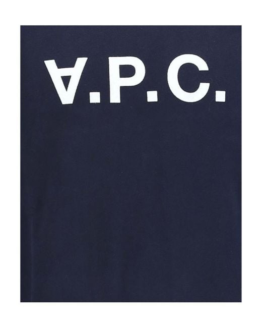 A.P.C. Blue Flocked Logo Crewneck Sweatshirt