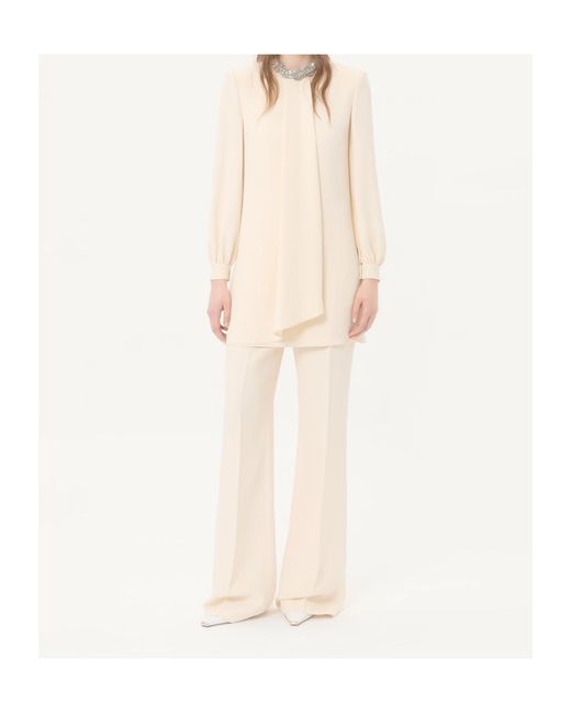 Valentino Natural Crease Detailed Straight-Leg Pants
