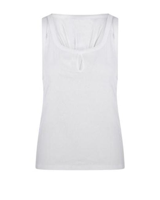 Victoria Beckham White Slit Hem Tank Top