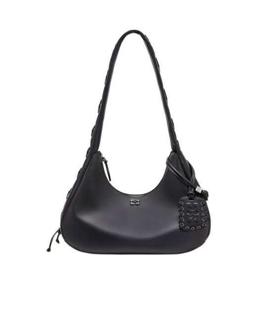 Ganni Black Medium Laces Hobo Bag