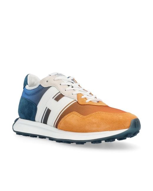 Hogan Blue Round Toe Panelled Sneakers for men