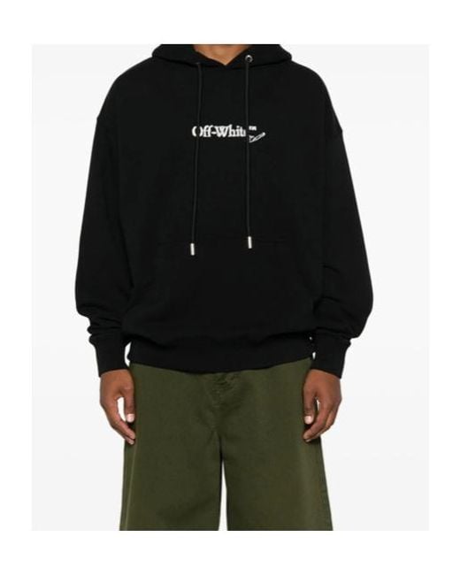 Off-White c/o Virgil Abloh Black Logo-Embroidered Drawstring Hoodie for men