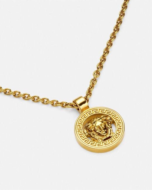 Versace Metallic Medusa Pendant Polished Effect Necklace for men