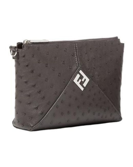 Fendi Gray Lui Clutch for men