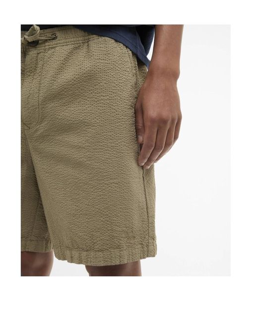Barbour Natural Seersucker Drawstring Shorts for men