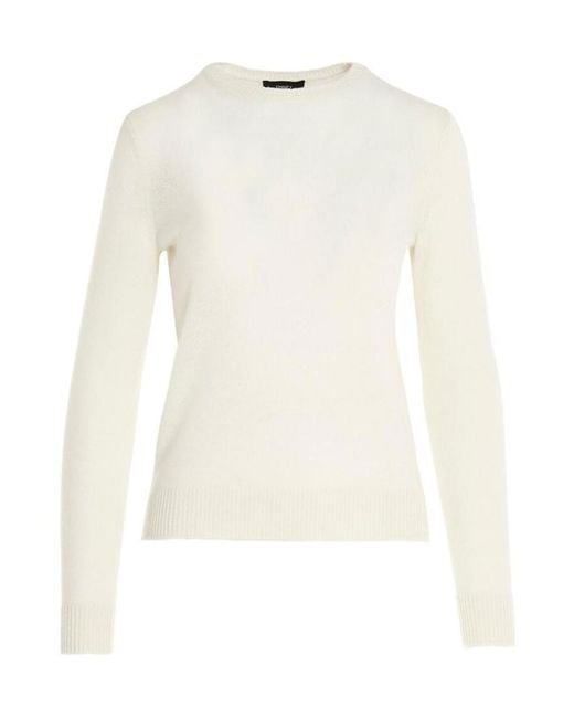 Theory White Long-Sleeved Crewneck Jumper
