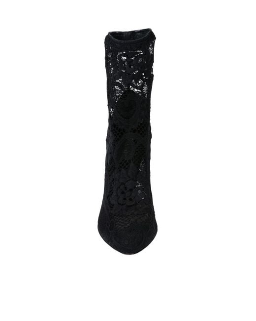 Dolce & Gabbana Black Solid Lace Ankle Boots