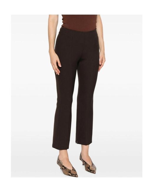 Peserico Brown Seam-Detail Side-Slit Trousers