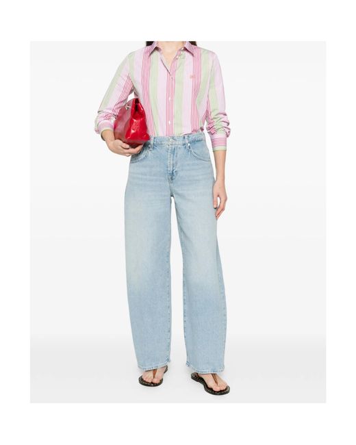 Etro Pink Striped-Pattern Long-Sleeve Shirt