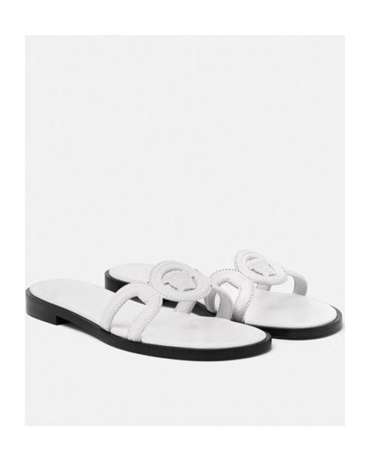 Versace White Medusa 95 Slip-On Sandals