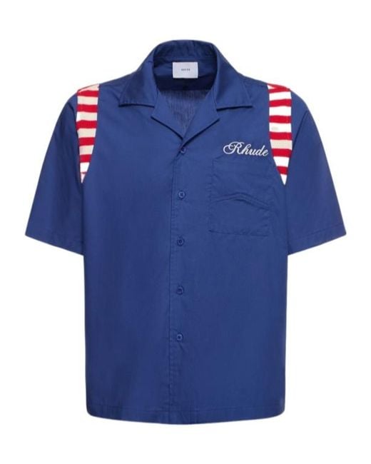 Rhude Blue America Spirit Poplin Shirt for men