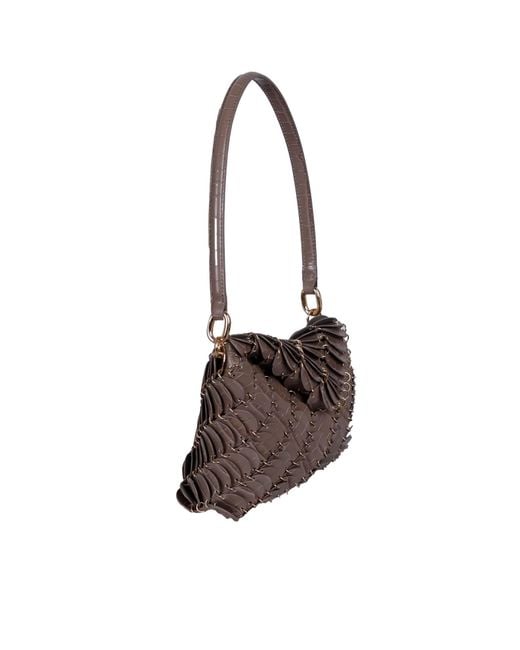 Rabanne Brown Disc Leather Shoulder Bag